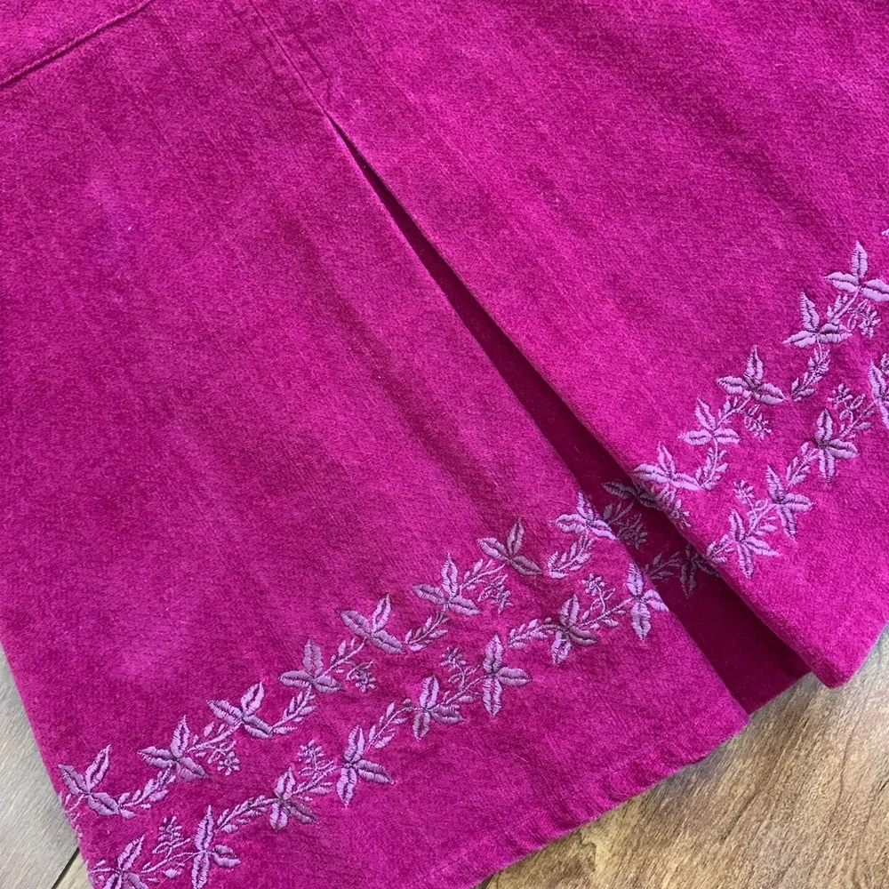 Vintage GAP Girls Pink Sleeveless Embroidered Velvet Jumper 24-30 Months